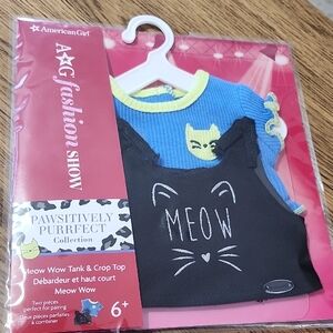 American Girl 18" Doll Meow Wow Tank & Crop Top set Pawsitively Purrfect cat NEW